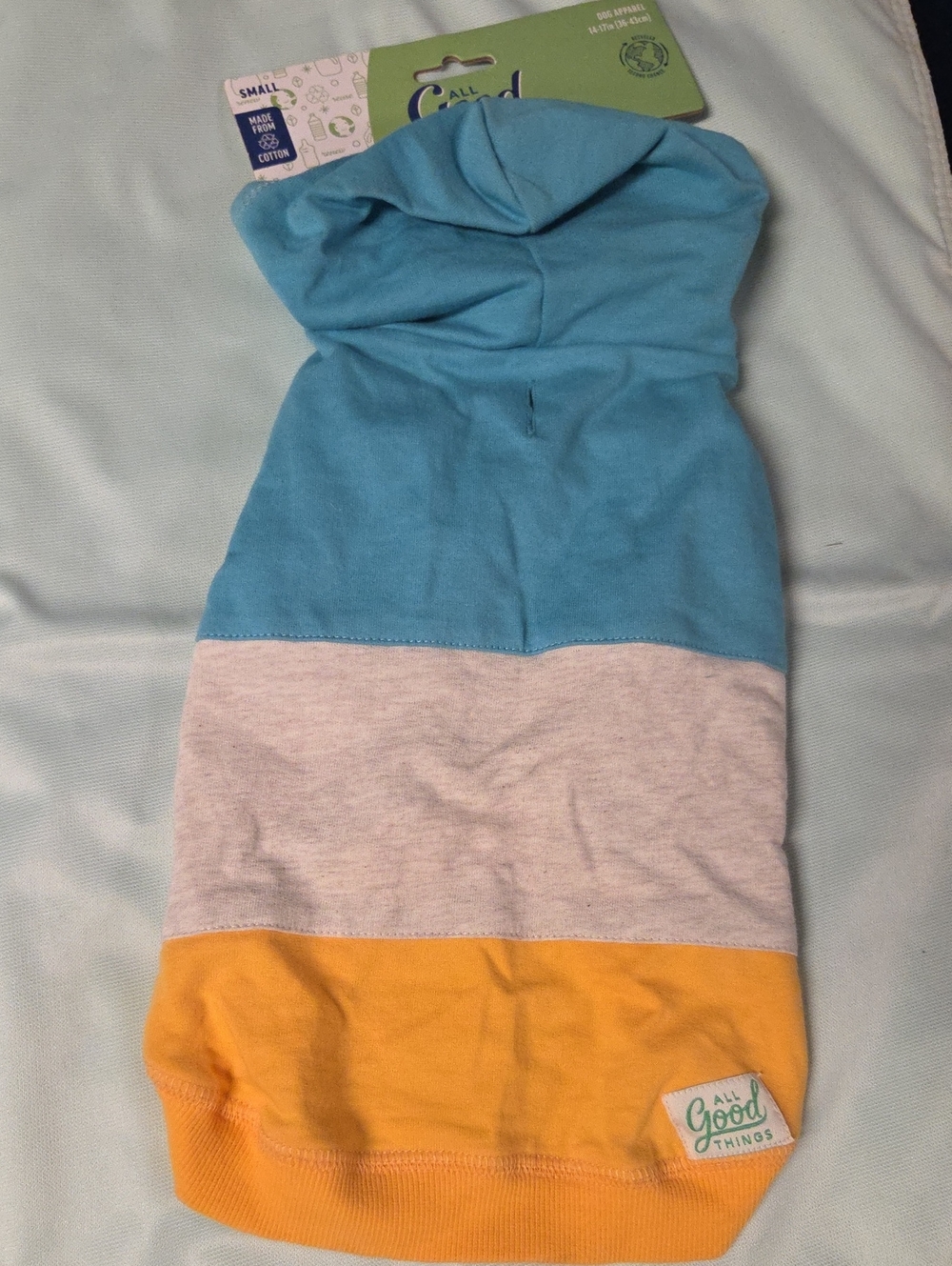 Blue‎ Grey Yellow Dog Hoodie - Small